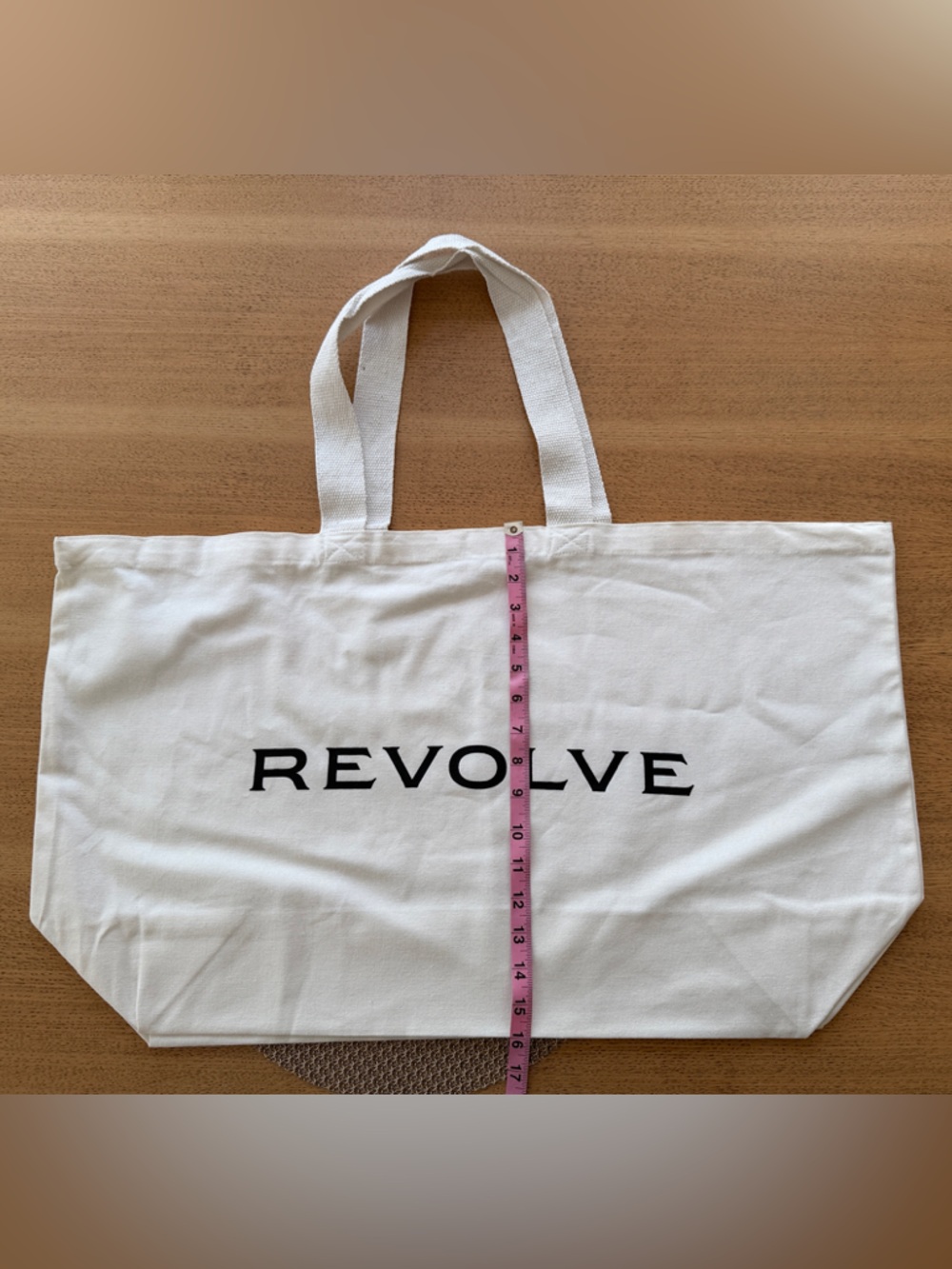 REVOLVE White Canvas Tote with Black Logo - Picture 3 of 3